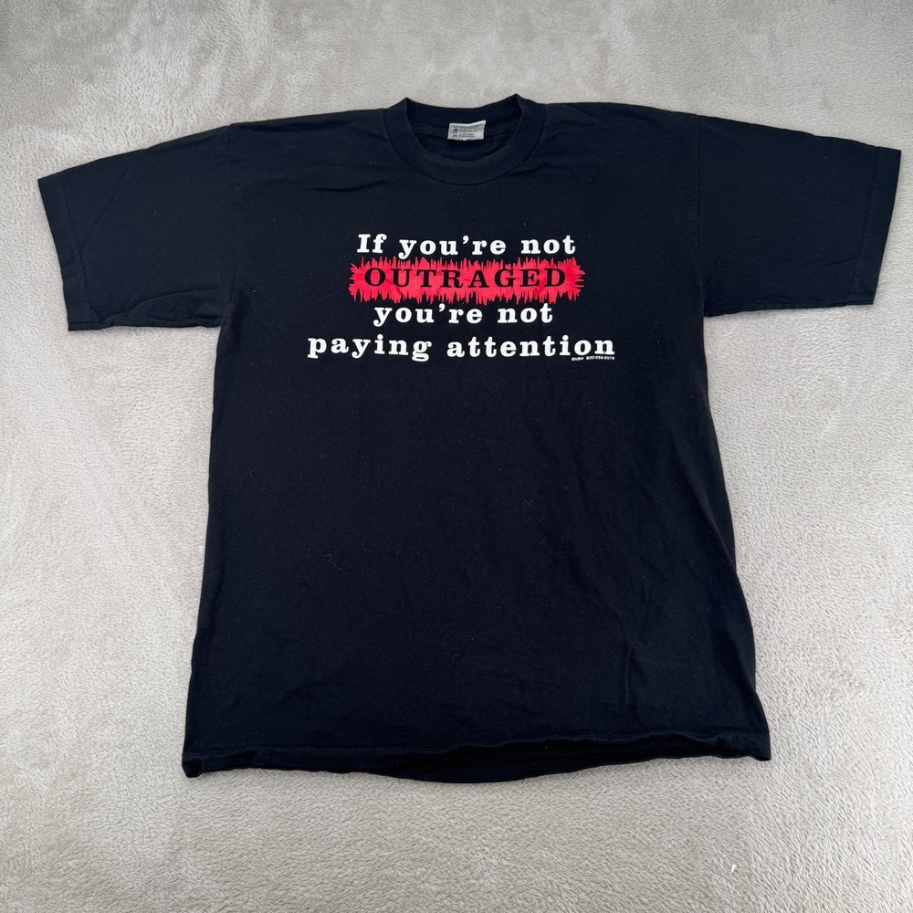 Political Outrage Mens Large Graphic Shirt Black Preowned